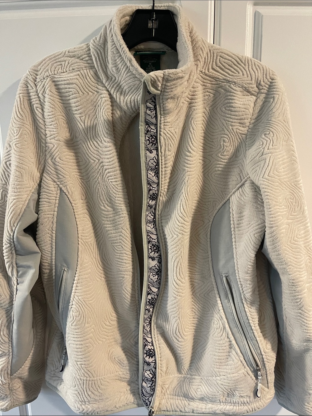 L.L. Bean Cream Textured Teddy Fleece Jacket